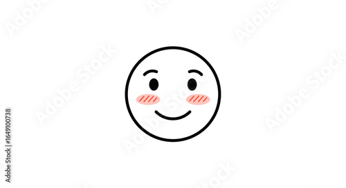 Smiling face emoji with rosy cheeks in minimal style