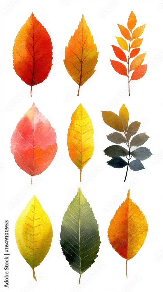 Obraz premium Colorful fall leaves arranged in an artistic layout showcasing the beauty of nature