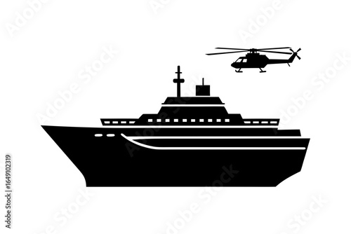 Yacht and helicopter transportation vehicle silhouette design