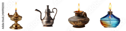 Wallpaper Mural Antique oil lamps burning brightly ancient design illumination on transparent background Torontodigital.ca