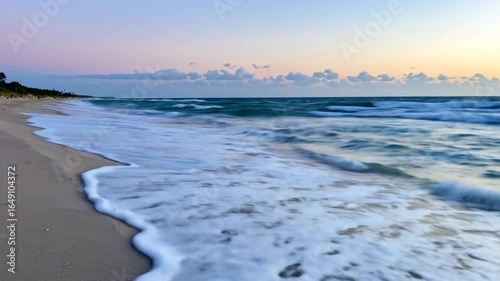 Wallpaper Mural Pastel Sky Over Gentle Waves at a Sandy Beach Landscape with Soft Lighting Torontodigital.ca