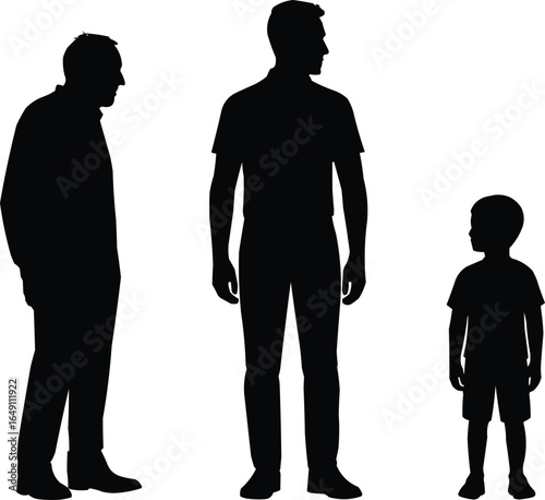 Wallpaper Mural Vector Silhouette of three generations standing together in a family portrait pose Torontodigital.ca