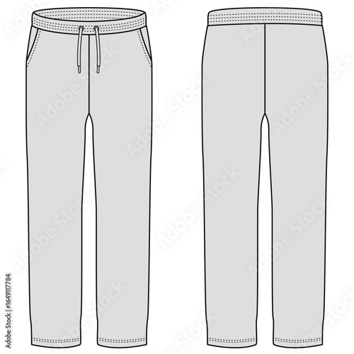 vector illustration of track pants front and back view