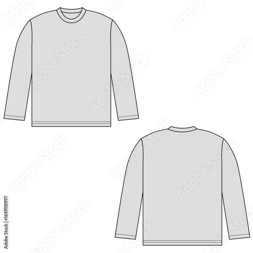 Oversized long sleeve vector illustration. Oversized long sleeve t-shirt front and back views	