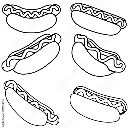 Black and white hot dog vector illustration