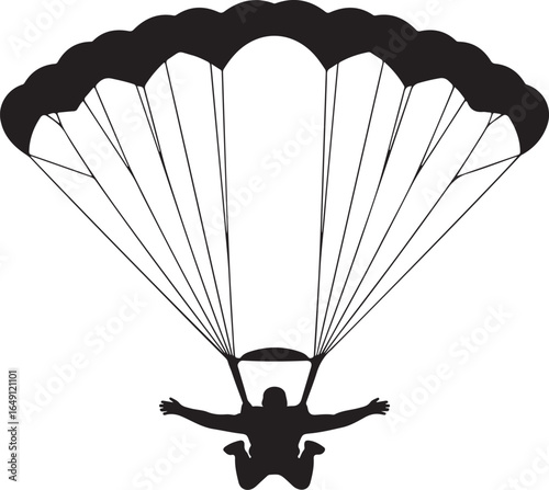 Skydiver plunges from sky under open parachute