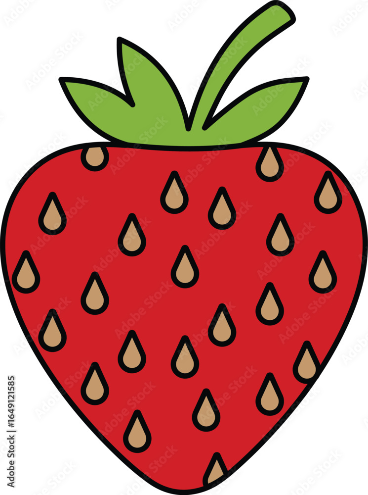 Obraz premium Strawberry fruit outline icon, healthy berry symbol, organic farm fresh dessert ingredient, minimal line art style food vector illustration