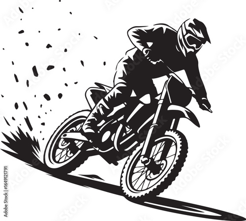 Dynamic motocross rider powering through dirt and dust