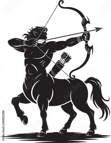 Archer aiming bow powerful mythical creature silhouette