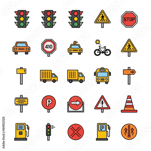 Road signs indicate direction around urban areas