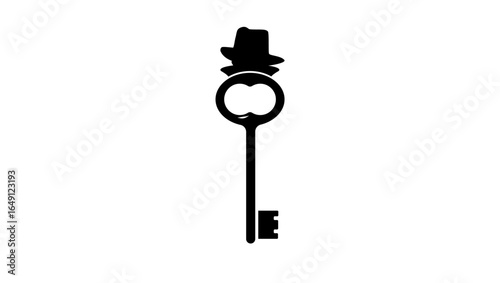 private key symbol, black isolated silhouette
