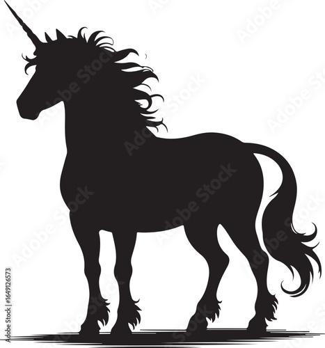 Majestic unicorn silhouette prancing with flowing mane