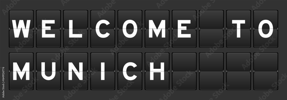 Obraz premium Black color analog flip board with word welcome to munich on gray background