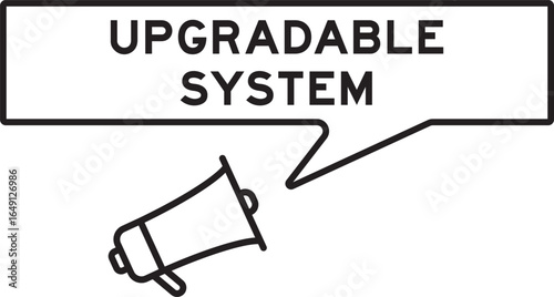 Megaphone icon with speech bubble in word upgradable system on white background