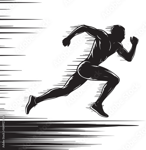 Dynamic runner silhouette in motion, sprinting for victory