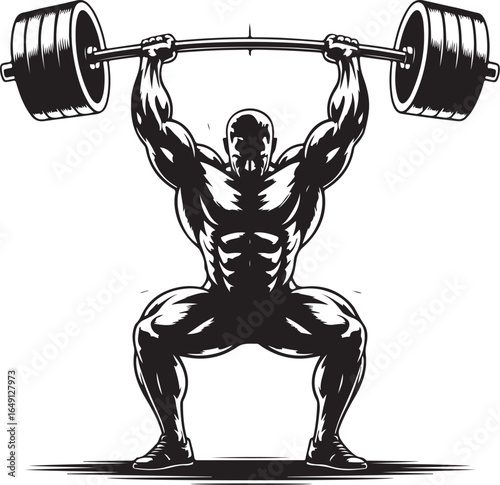 Powerful athlete lifting heavy barbell with intense focus