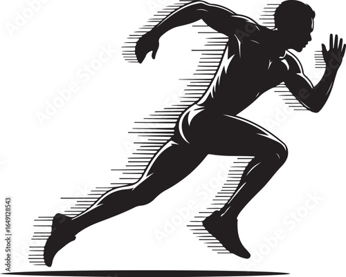Dynamic sprinter silhouette captures speed and athletic power