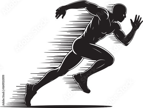 Dynamic sprinter in motion capturing speed and power