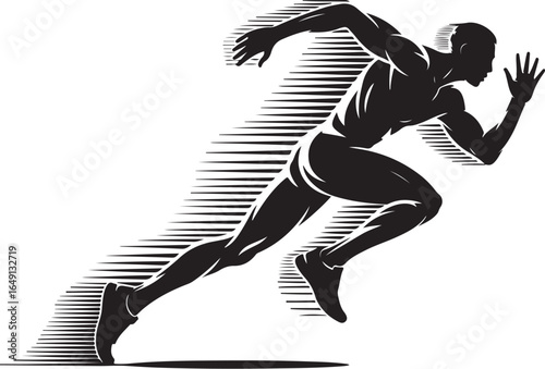 Dynamic runner silhouette captures speed and athletic power