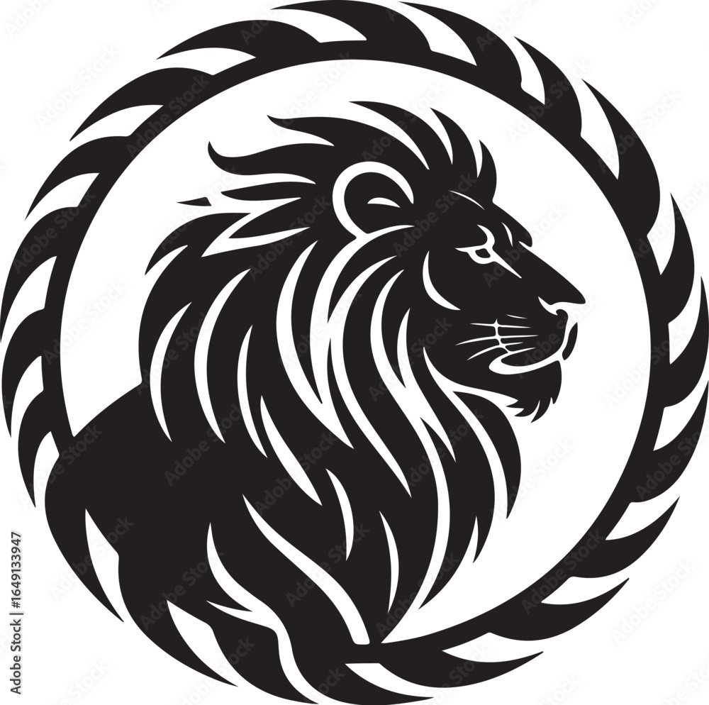 Fototapeta premium Powerful lion emblem represents strength and leadership