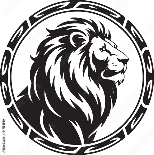 Majestic lion emblem powerful symbol of strength and courage