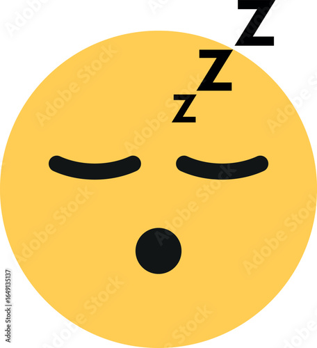 Sleeping emoticon icon . Yellow sleeping face icon . Sleeping emoji icon . Vector illustration