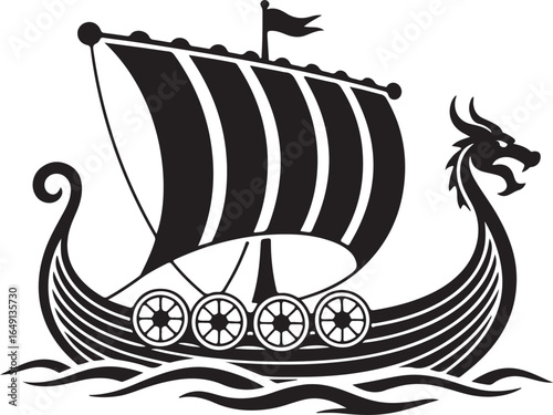 Iconic Viking longship sails across wavy seas