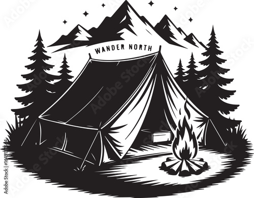 Adventure awaits under starry skies with campfire