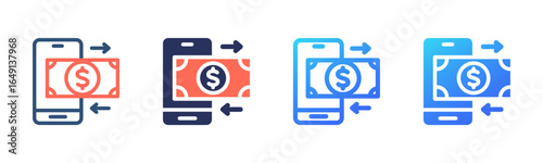 Online Money icon sheet multi style collection