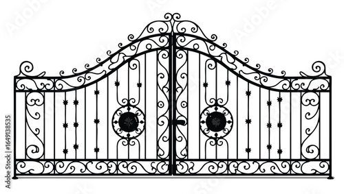 Ornate Black Wrought Iron Double Gate with Swirls wrought iron gate