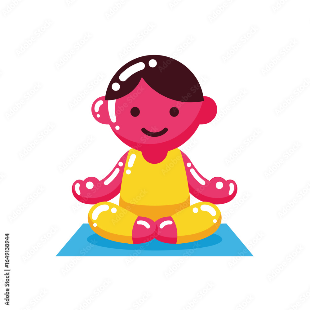 Meditation Pose illustrated in jelly candy vector style from Set15. Perfect for themed visuals, children’s design, educational content, and playful illustrations. Meditation Pose illustrated in jelly candy vector style from Set15. Perfect for themed visuals, children’s design, educational content, and playful illustrations.