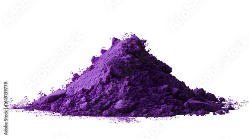 Purple pigment powder pile isolated on white
