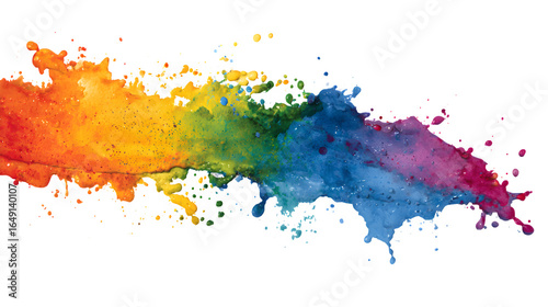 Rainbow colored paint splash spot isolated on white