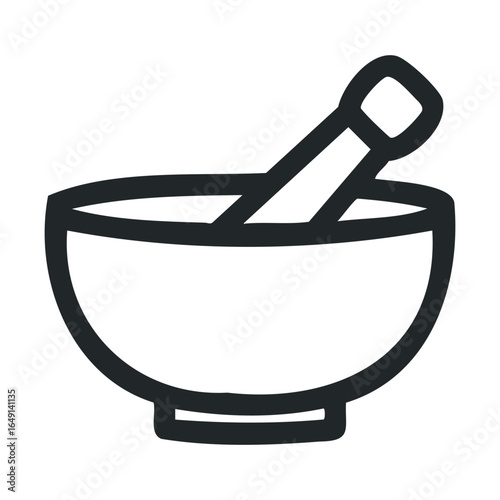 Simple mortar and pestle illustration for culinary and herbal use