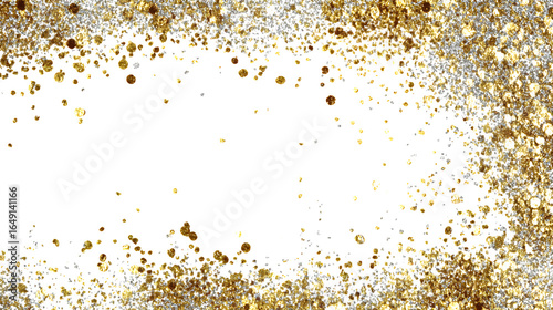 Red and gold glitter frame border isolated on white