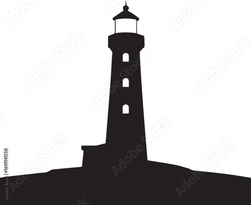 Guiding Light Silhouette: A stark silhouette of a classic lighthouse stands tall against the sky, exuding a sense of guidance and maritime tradition.