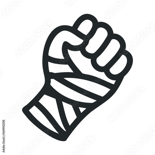 Strong fist wrapped in bandages symbolizes resilience and recovery