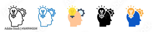 Thinking multiple style icons set design vector illustration. 