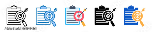 Objective Analysis multiple style icons set design vector illustration. 