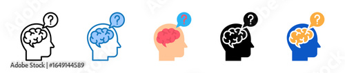 Inquisitive Mind multiple style icons set design vector illustration. 