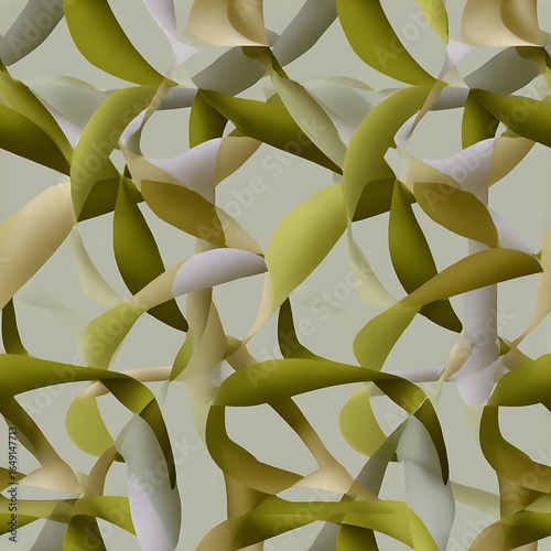 Abstract Green and Yellow Flowing Shapes in Dynamic Pattern Design