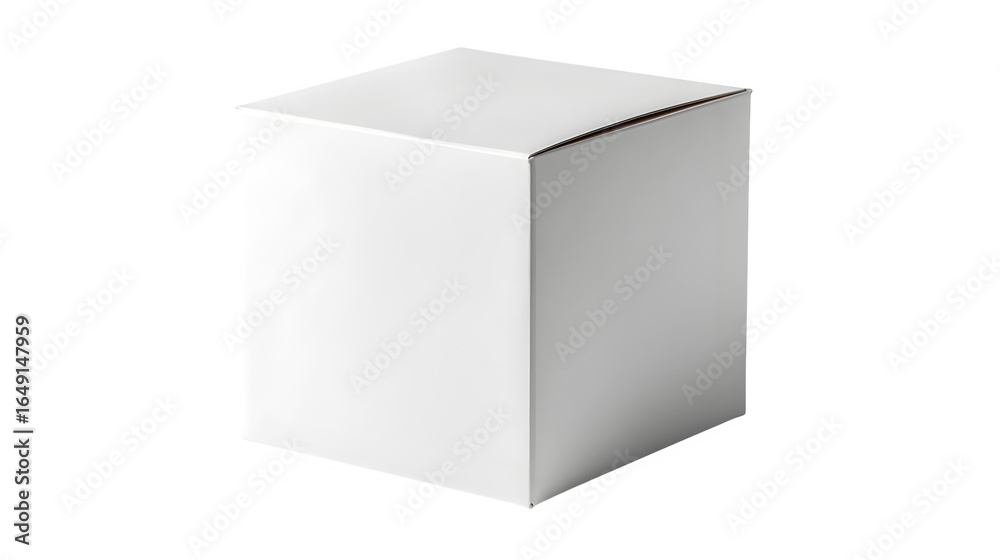 Fototapeta premium Simple white cardboard package box isolated on white