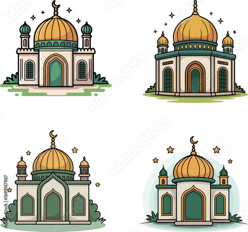 Orthodox mosque with golden domes and towers in Moscow Russia