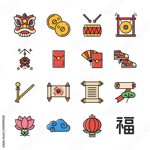 Lunar symbols represent prosperity celebration tradition culture elements