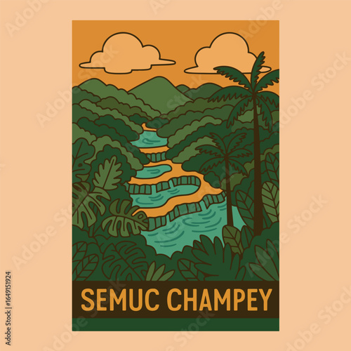 semuc champey ilustration guatemala natural place destination