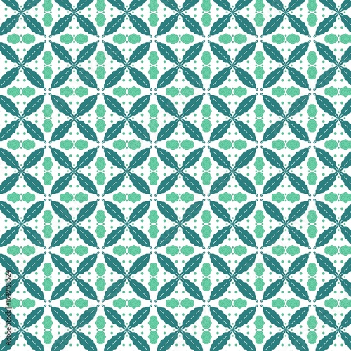 Seamless Indonesia Traditional Batik Pattern with Green and Blue Floral Motif