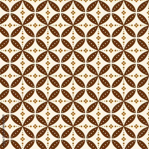 Brown and Orange Seamless Indonesia Batik Pattern with Traditional Leaf Motif