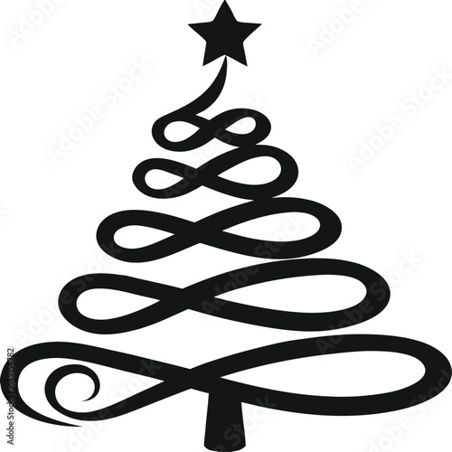 Abstract Swirl Christmas Tree Vector Icon