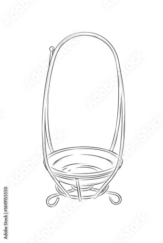 Hookah charcoal holder for smoking shisha drawing in vintage graphic style with black on white background