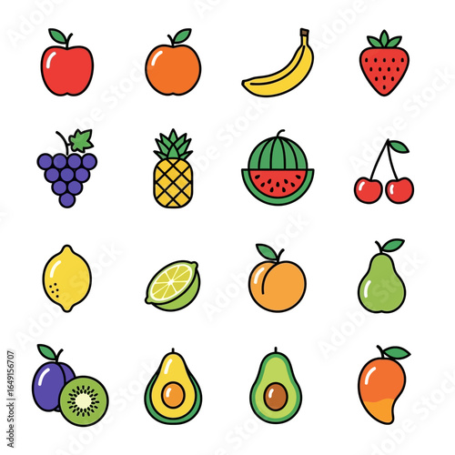 Assorted fruits display freshness in colorful arrangement still life